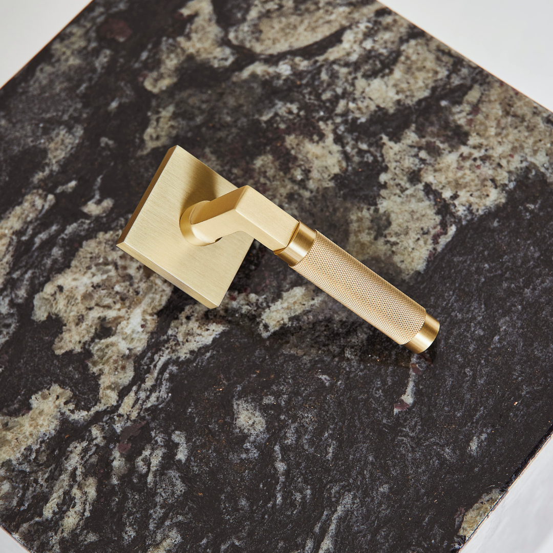 Ibiza Solid Metal Door Handle Lever | Satin Brass Gold | Explore