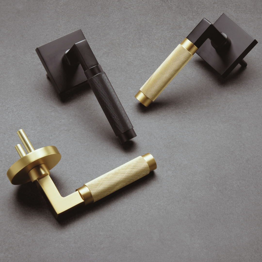Geneva Solid Metal Door Handle Lever | Satin Brass Gold & Black