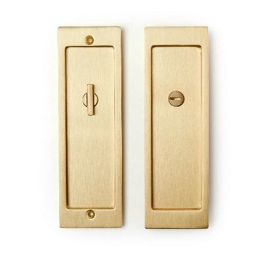 Preston Rectangular Pocket Door Set | Satin Brass Gold | Privacy