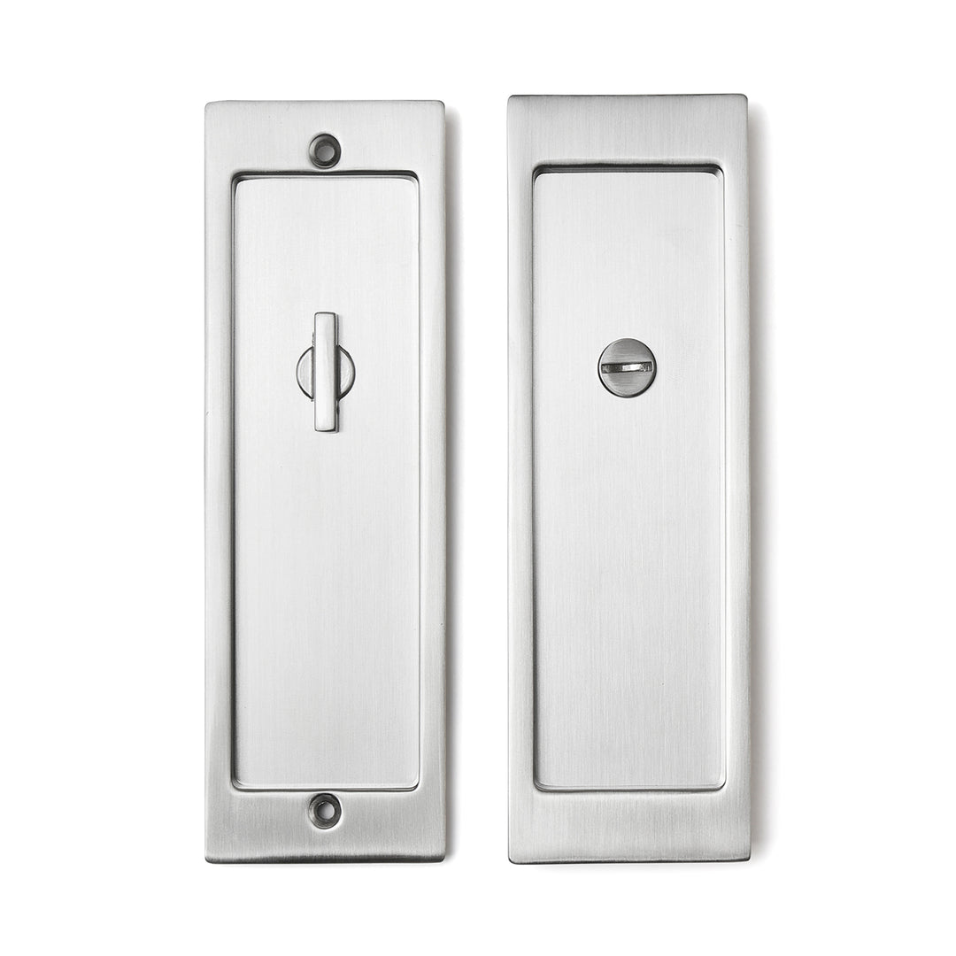 Rinaちゃん ポスト Winston Rectangular Pocket Door Set | Satin Silver | Privacy